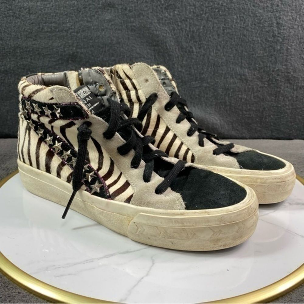 Vintage Havana High Top Gladice Zebra Stud Pink Sneakers Women’s 8 Zipper LaceUp